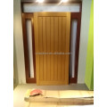 Walnut(oak) veneered solid wood door slab with V grooves, single swing hotel room entry door